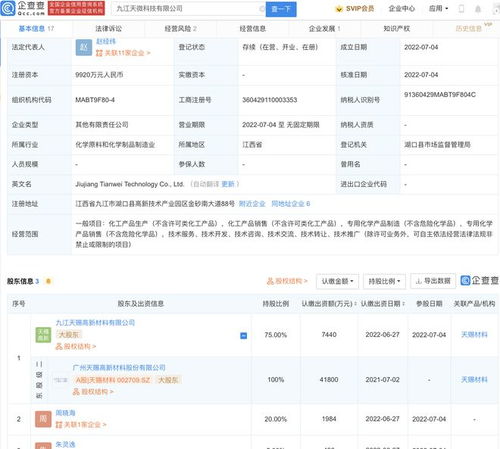 天賜材料投資成立科技公司,注冊(cè)資本近億元